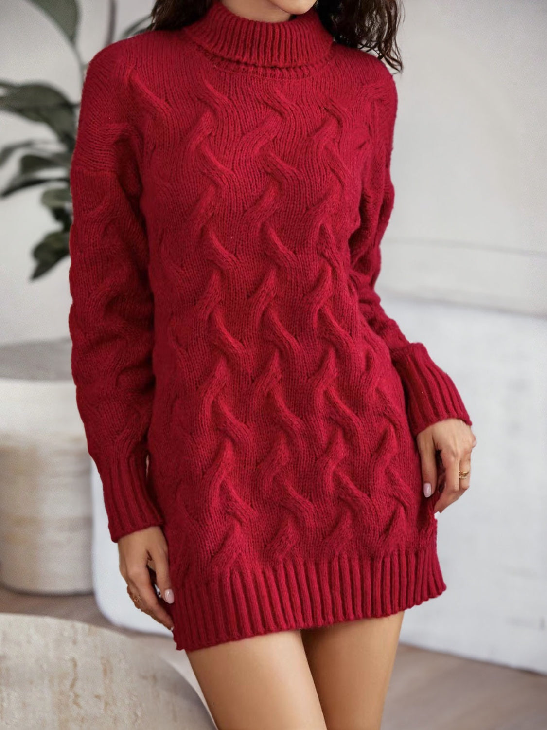 Cable-Knit Sweater Dress