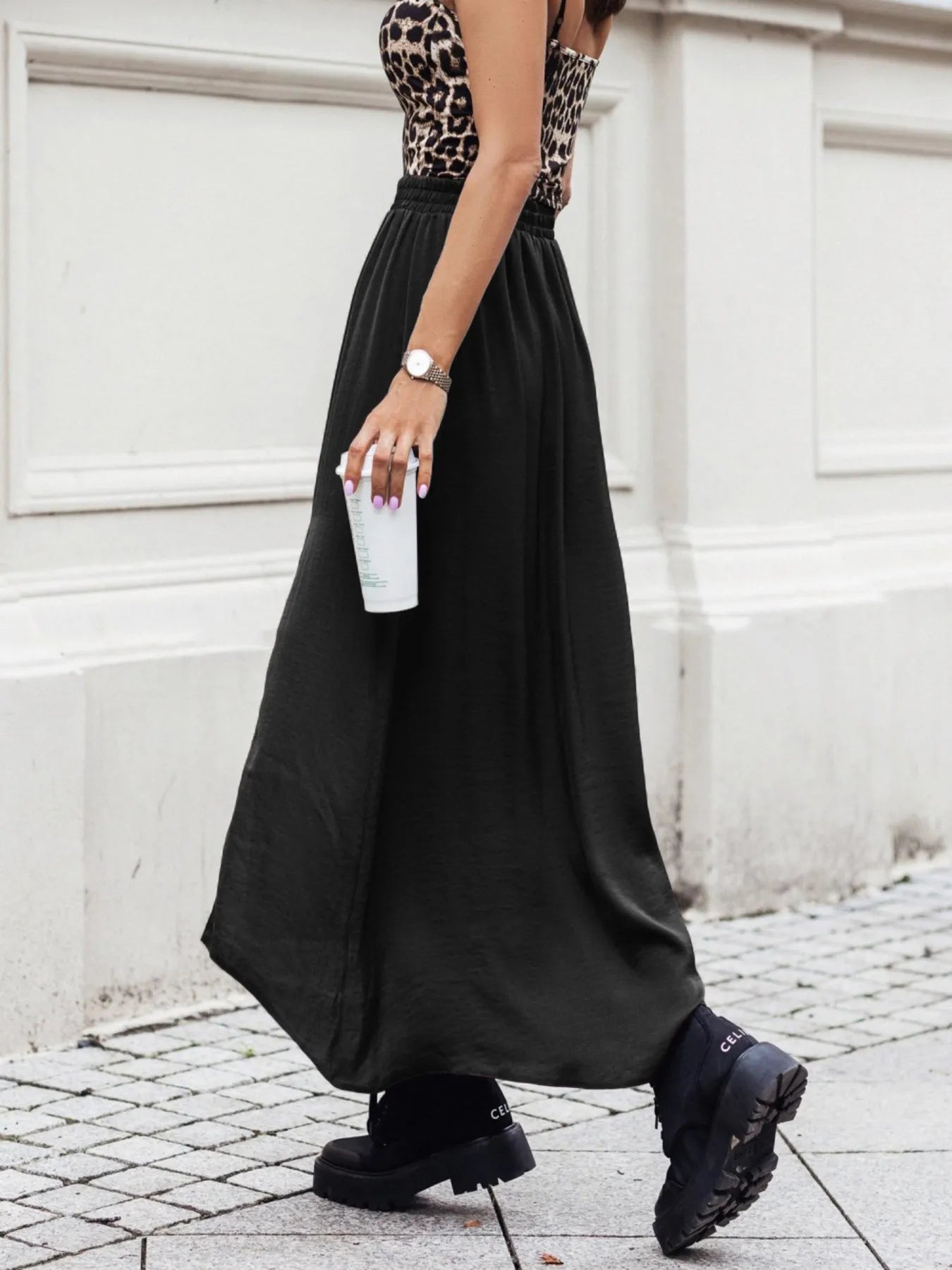 High-Slit Maxi Skirt