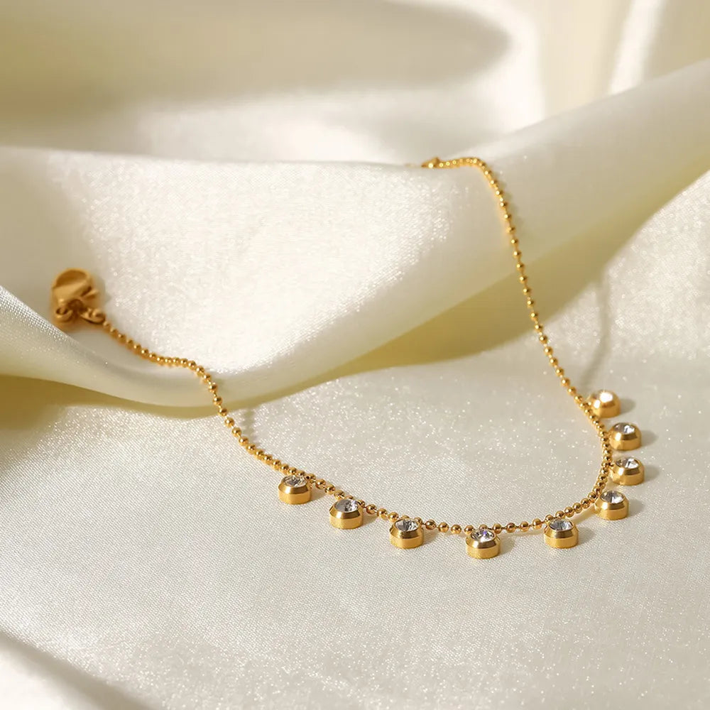 Zircon Round Gold-Plated Necklace