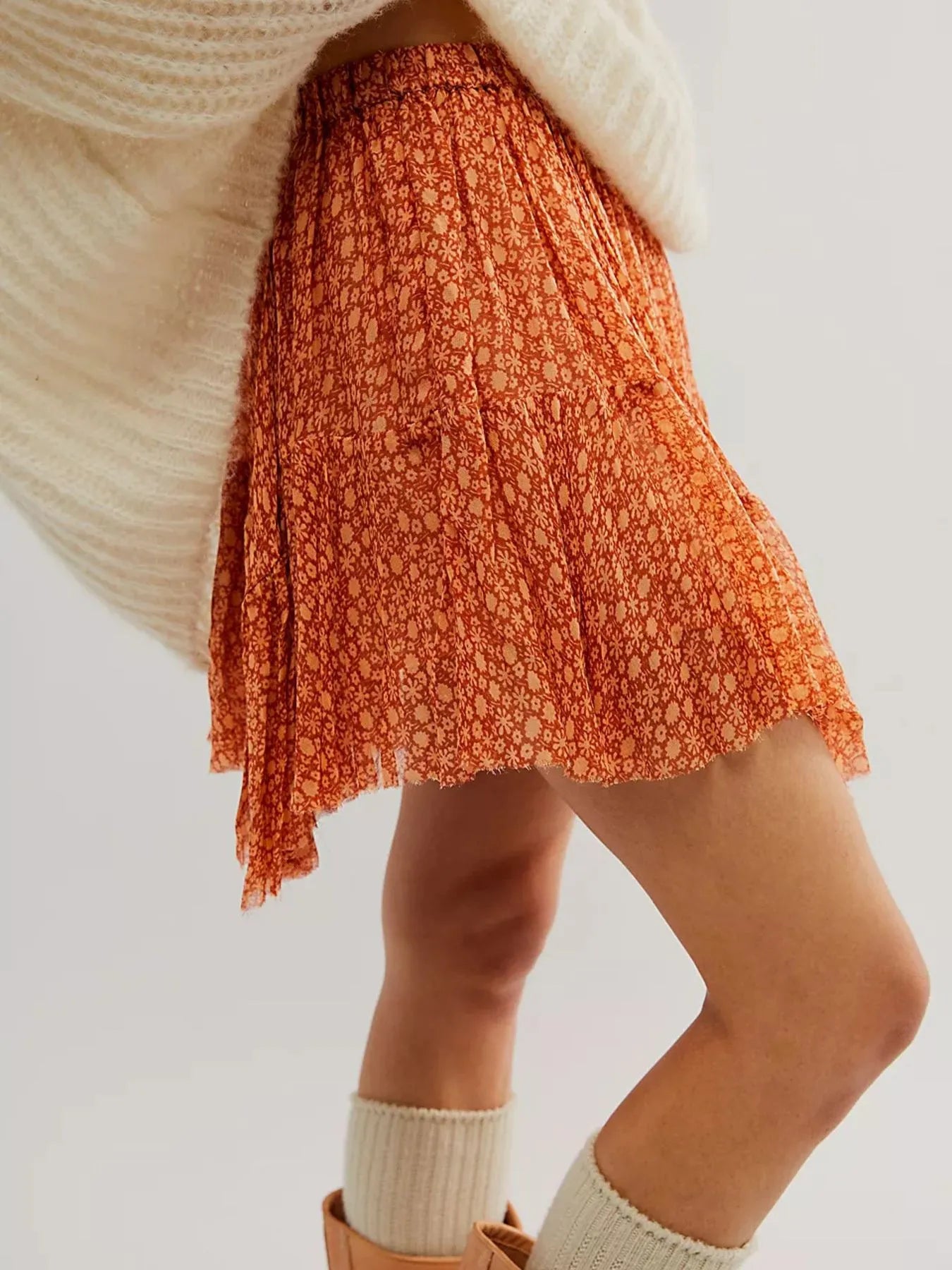Floral-Print Mini Skirt