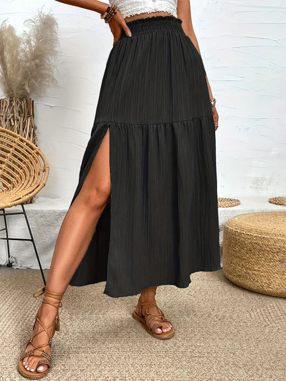 Frill Slit Gypsy Skirt