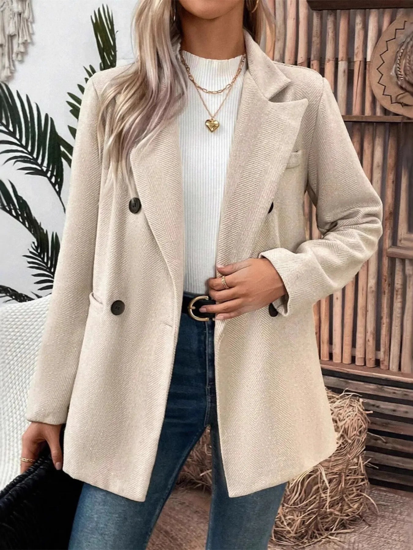 Lapel Collar Long Blazer