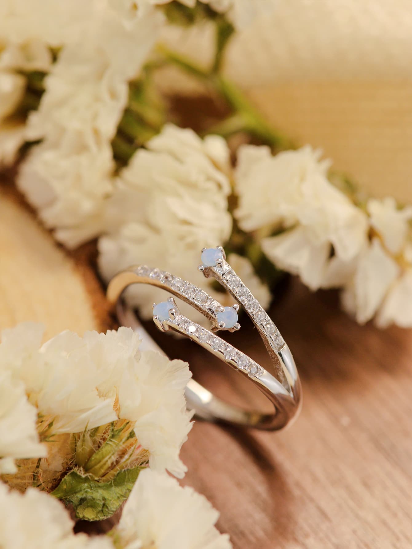 Platinum Plated Moonstone Ring