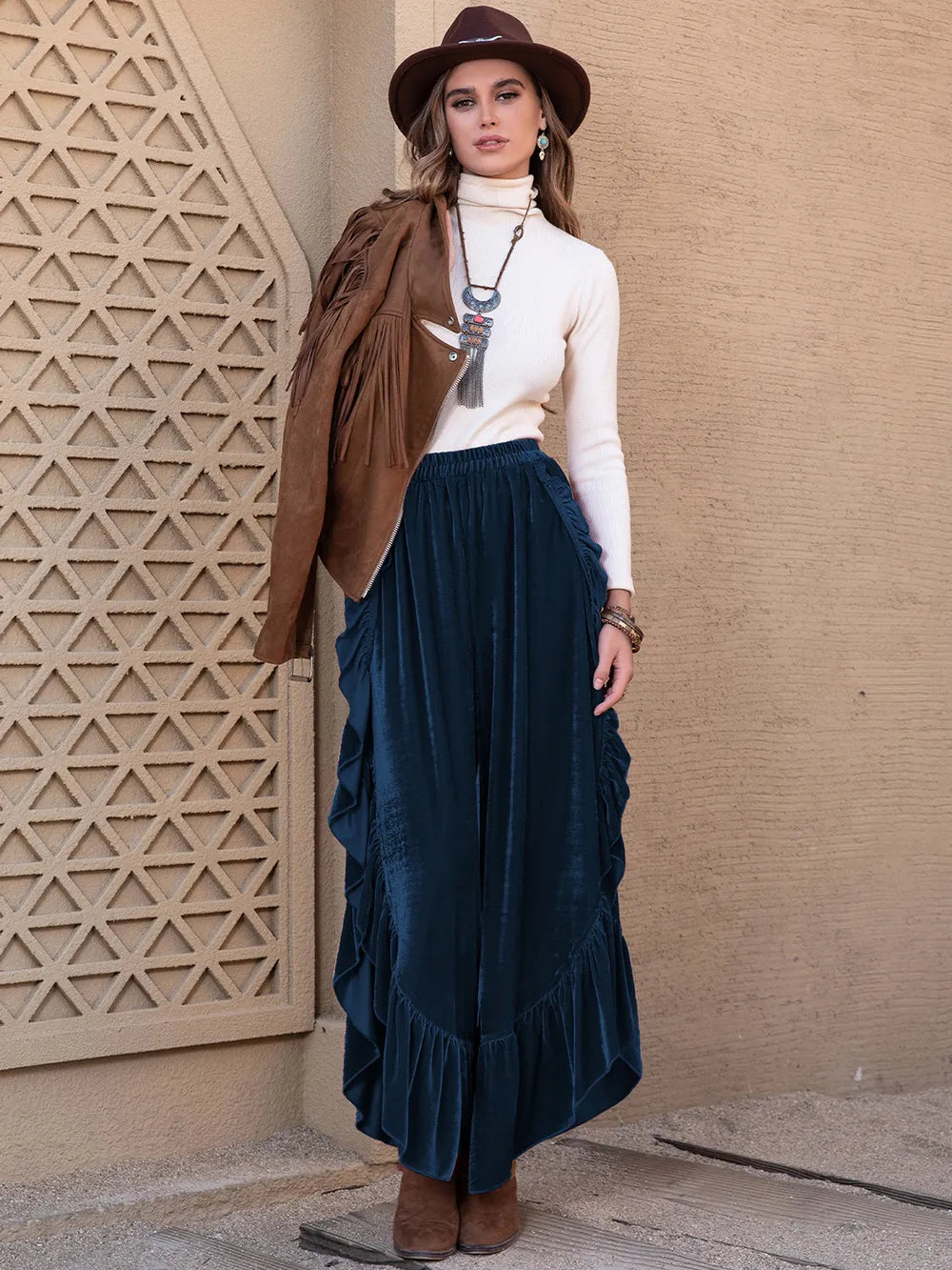 Slit Ruffled Pants