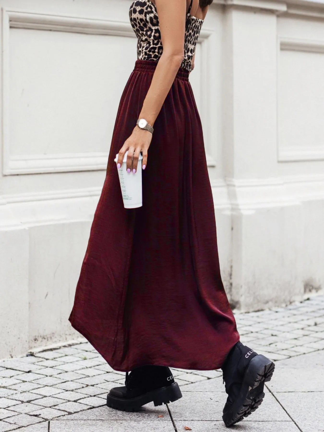 High-Slit Maxi Skirt