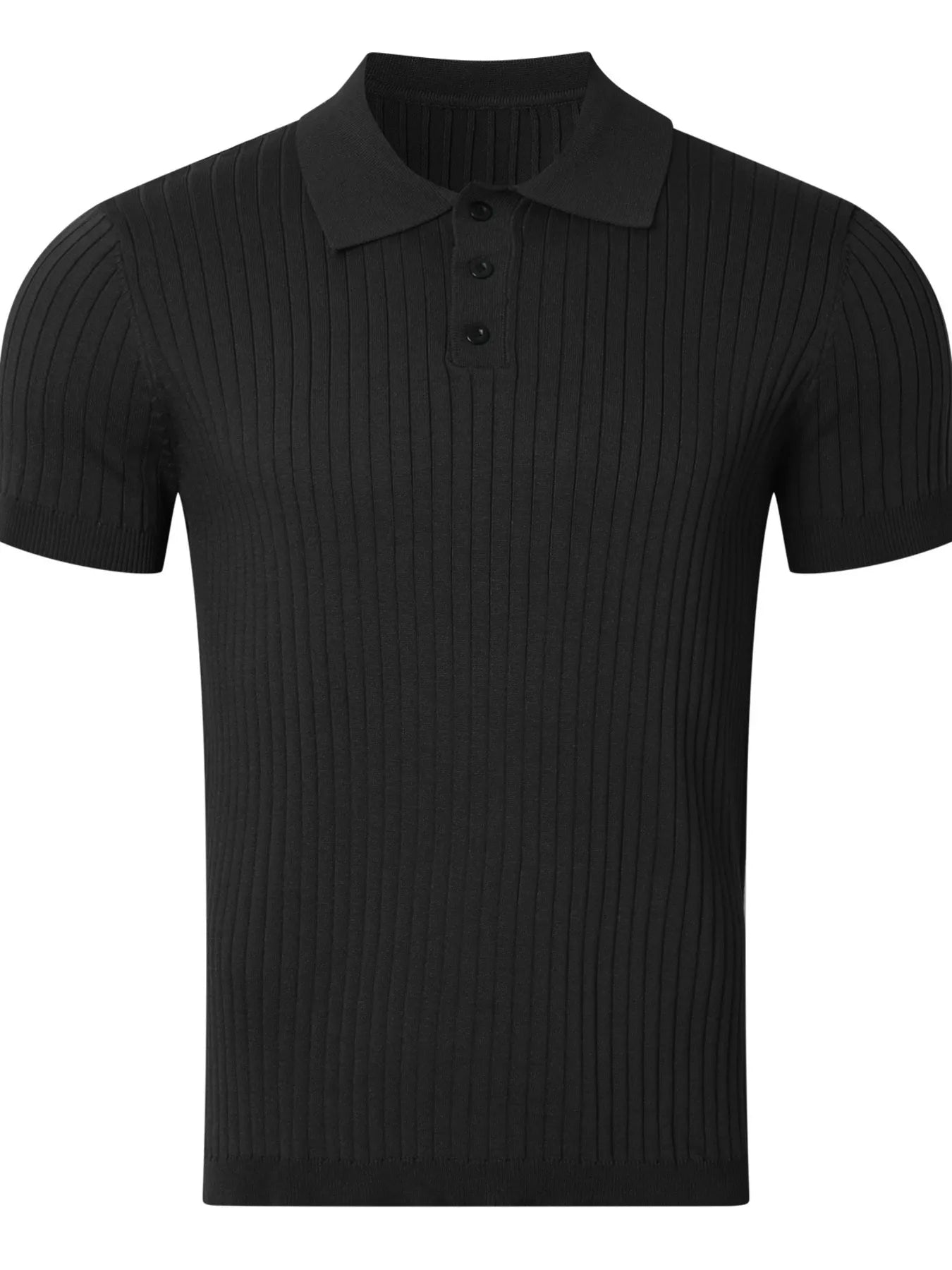 Ribbed Knit Polo Shirt