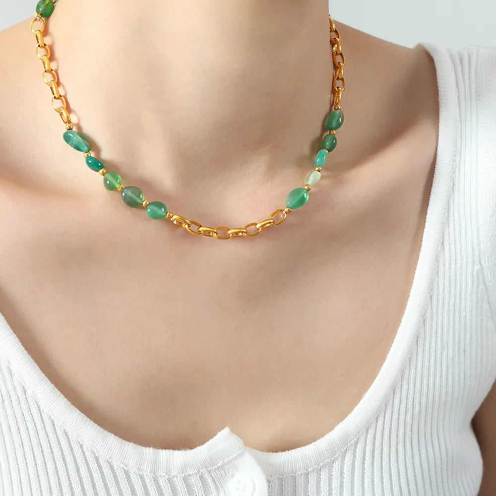 Beaded Boho Titanium/Steel Necklace