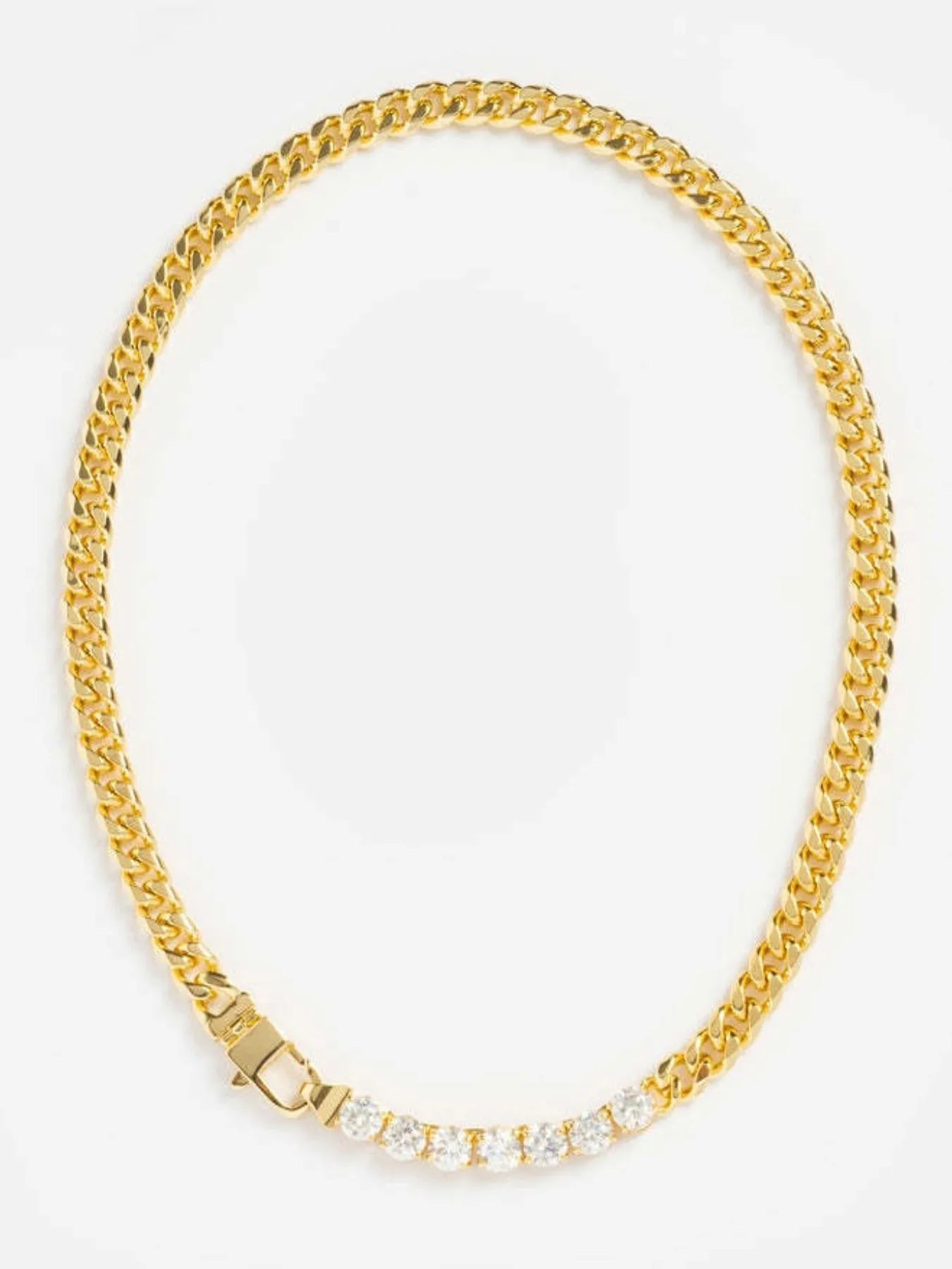 Gold-Plated Thick Zircon Necklace and Bracelet