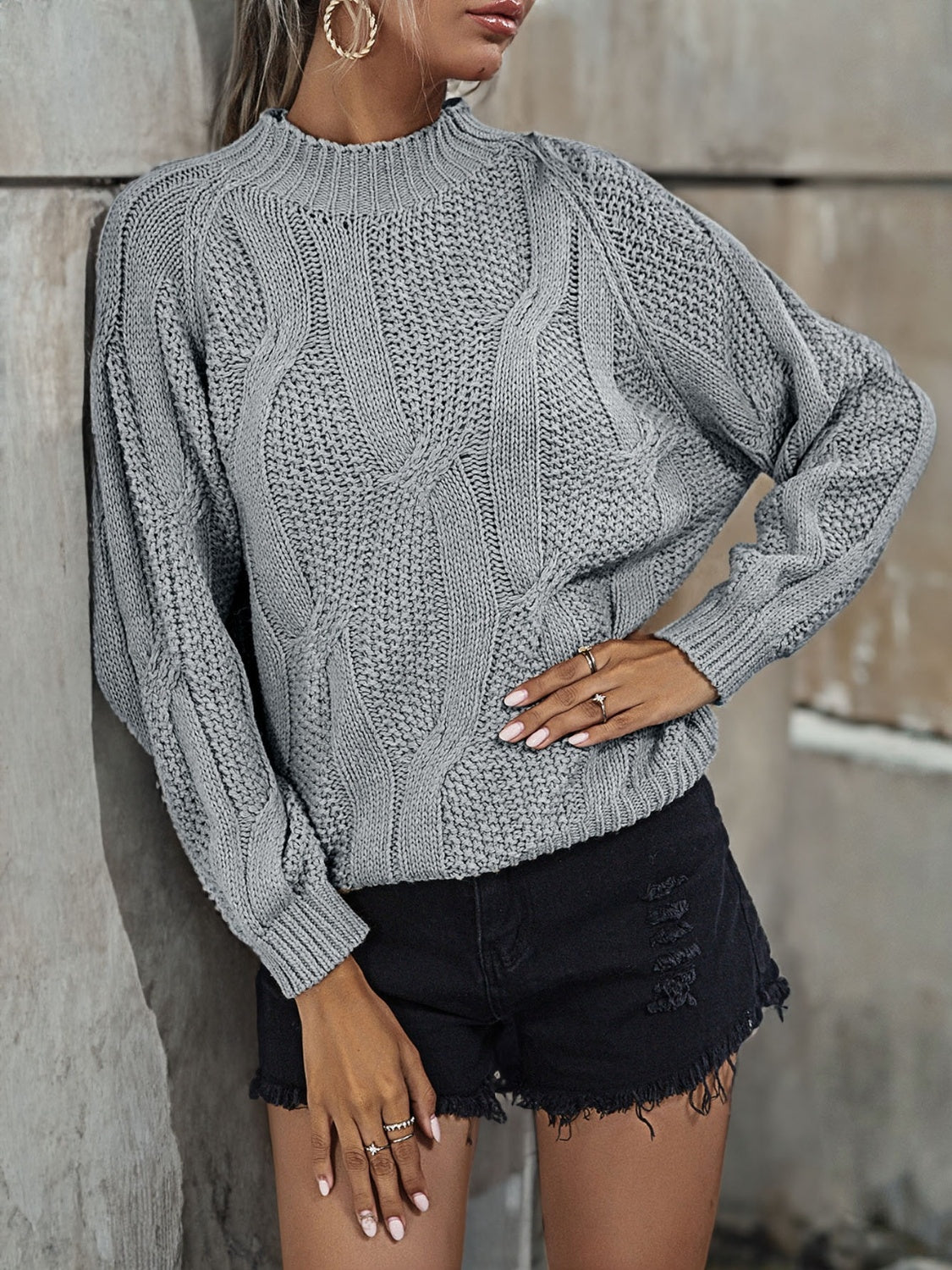 Rib Knit Gray Sweater