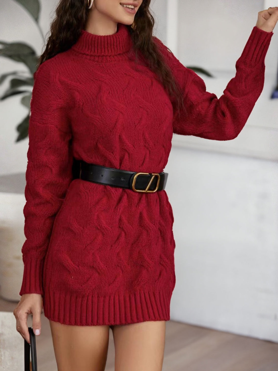Cable-Knit Sweater Dress
