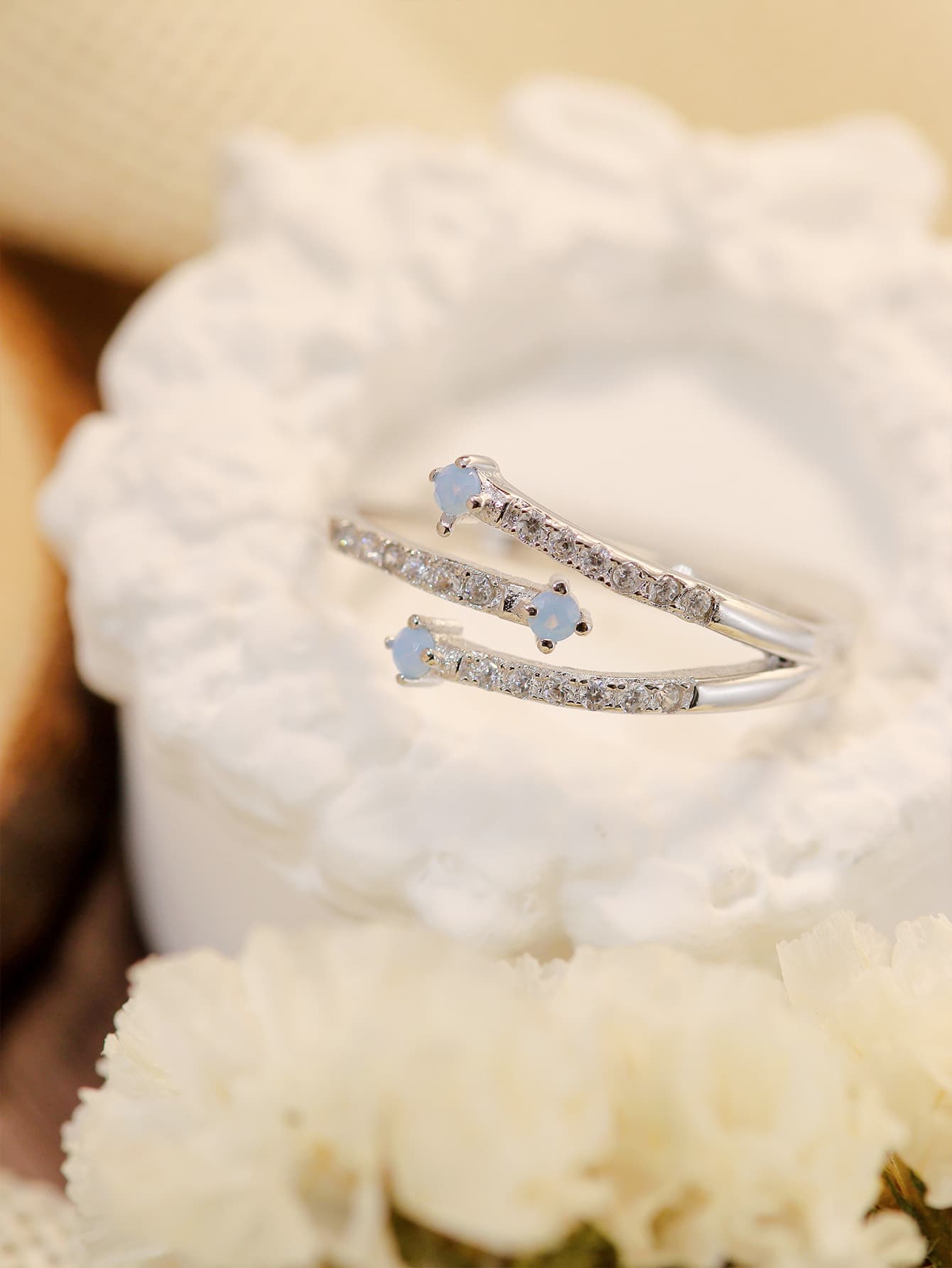 Platinum Plated Moonstone Ring