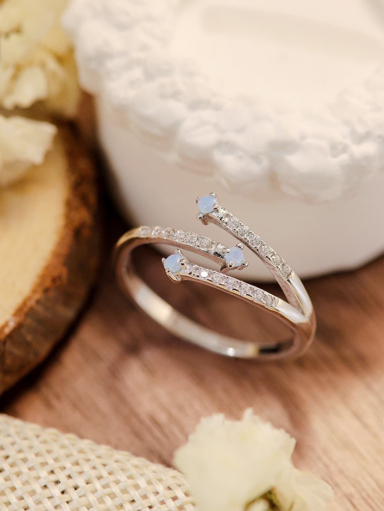 Platinum Plated Moonstone Ring