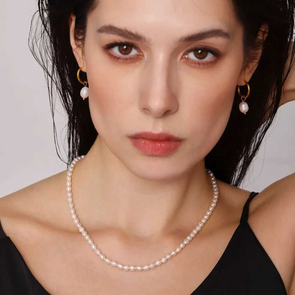 Pearl Necklace, Bracelet and Earrings