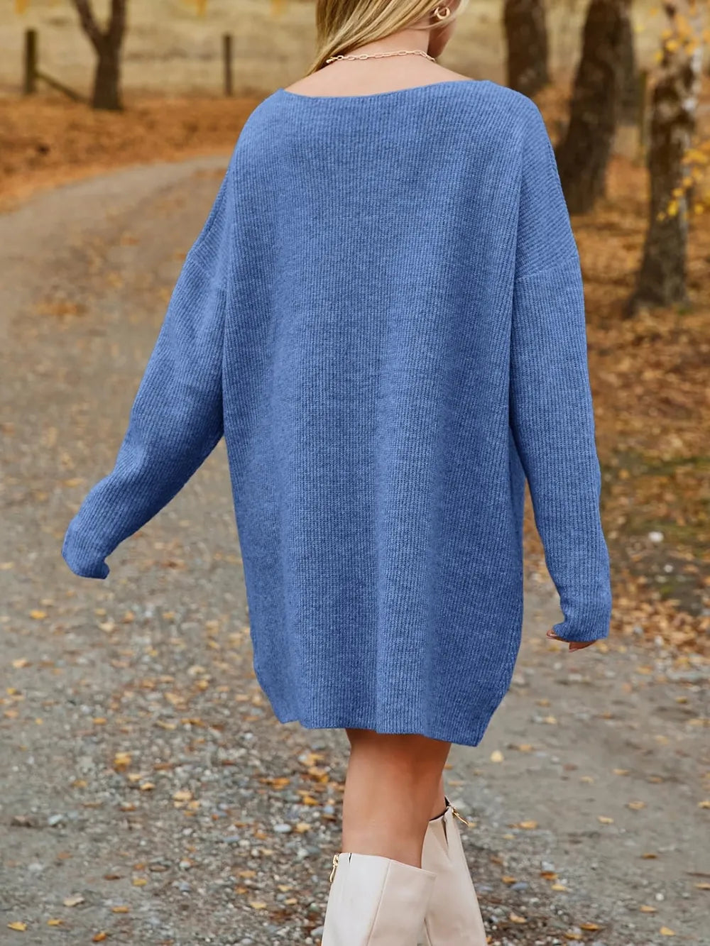 Dropped Shoulder Sweater Dress