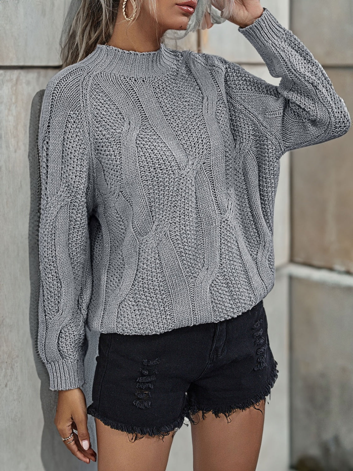 Rib Knit Gray Sweater