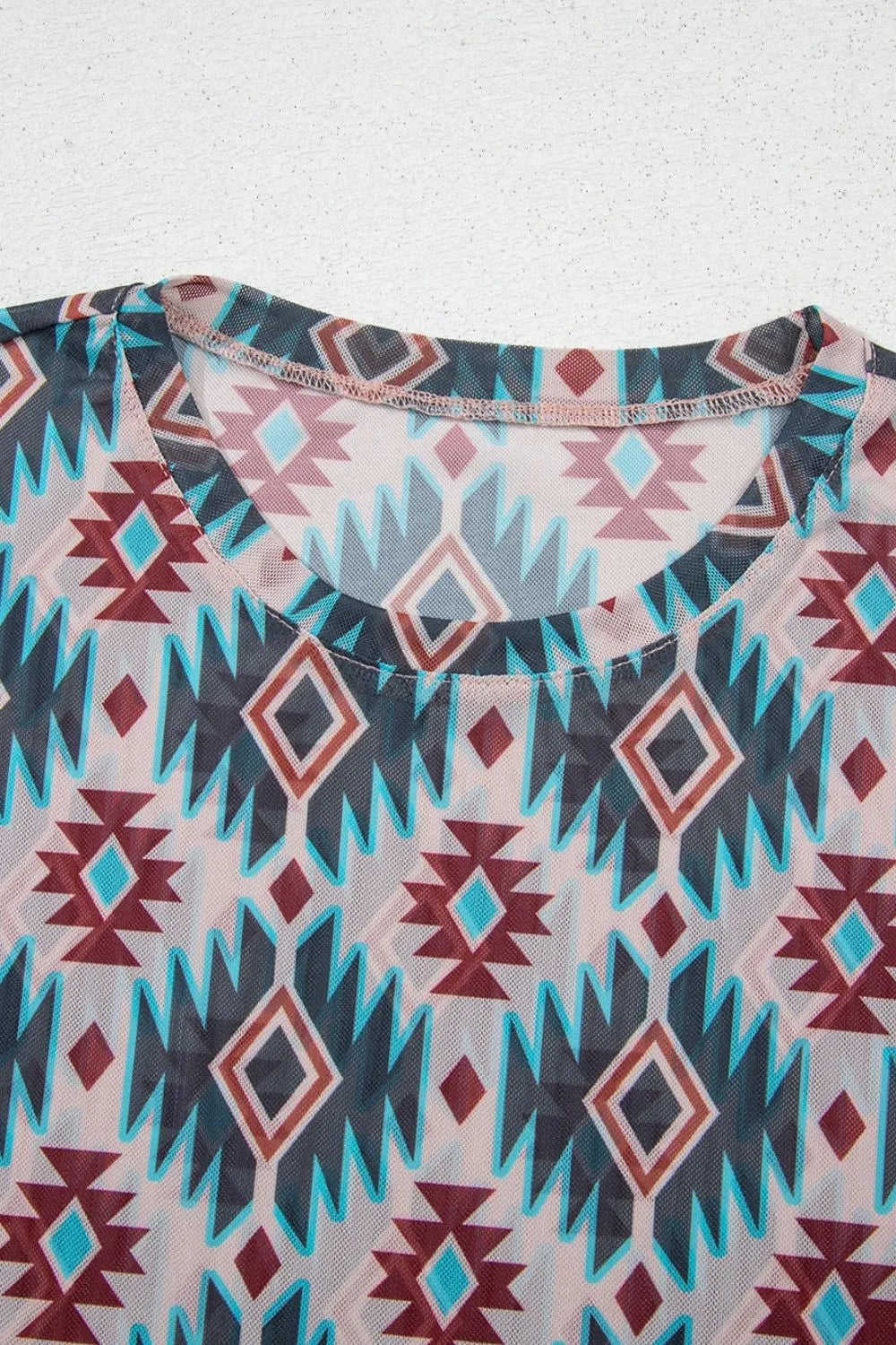 Aztec Print Mesh T Shirt