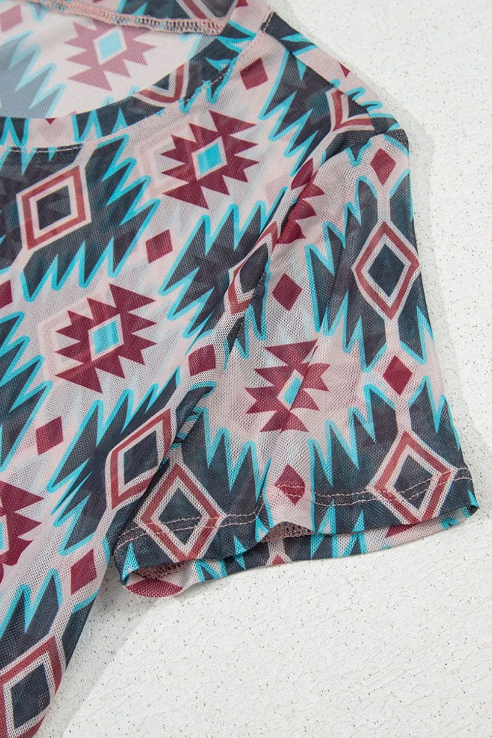 Aztec Print Mesh T Shirt