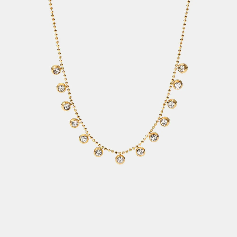 Zircon Round Gold-Plated Necklace