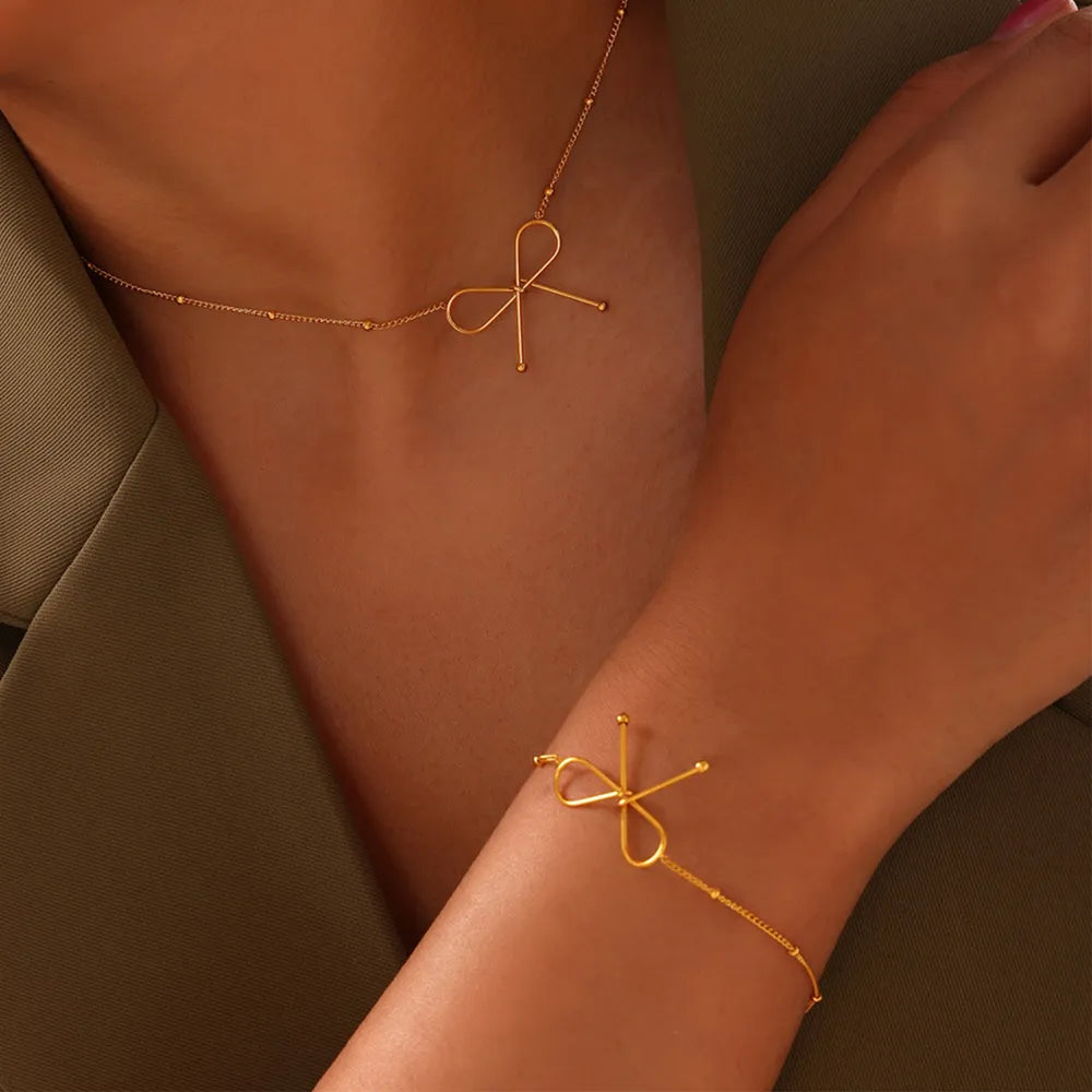 Plated Titanium Steel Bow Bracelet