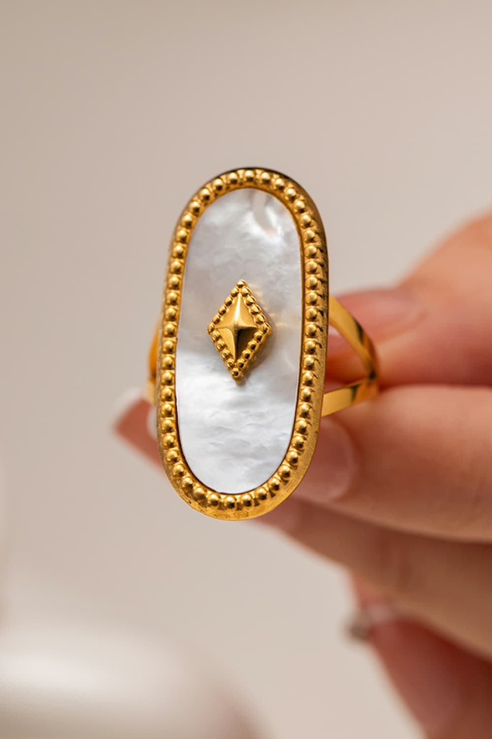 Antique Style Natural Stone & Copper Ring