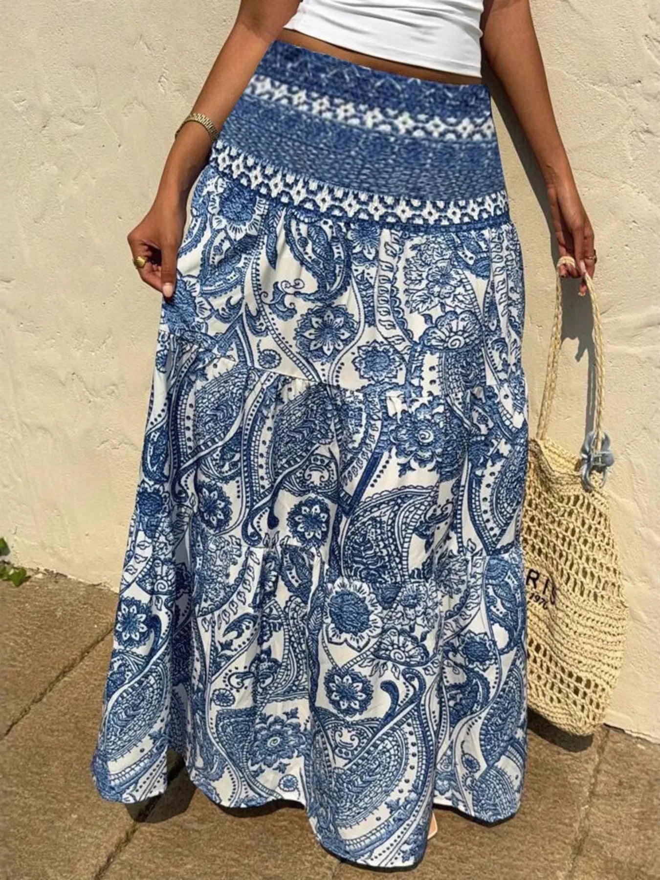 Blue Boho Skirt Dusty Blue