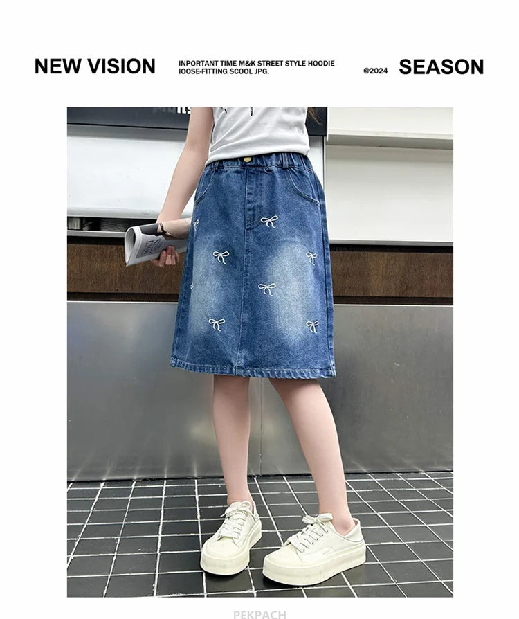 Denim Bow Skirt