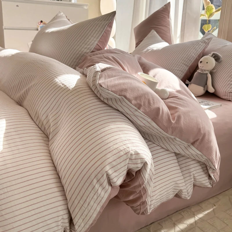 Green Striped Duvet Set