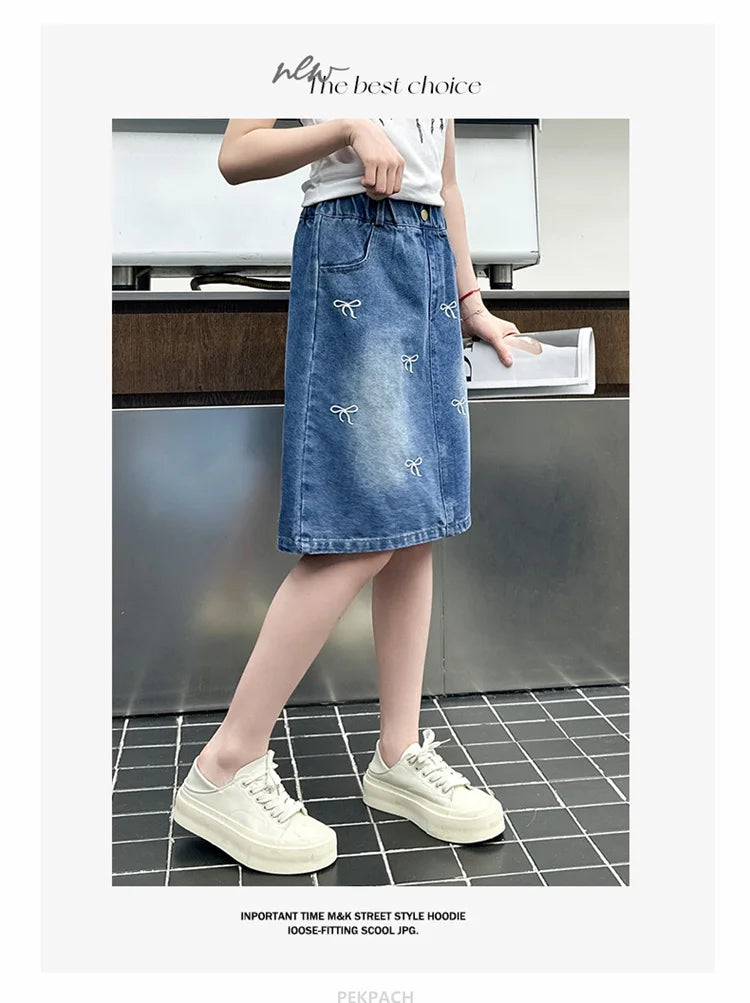 Denim Bow Skirt