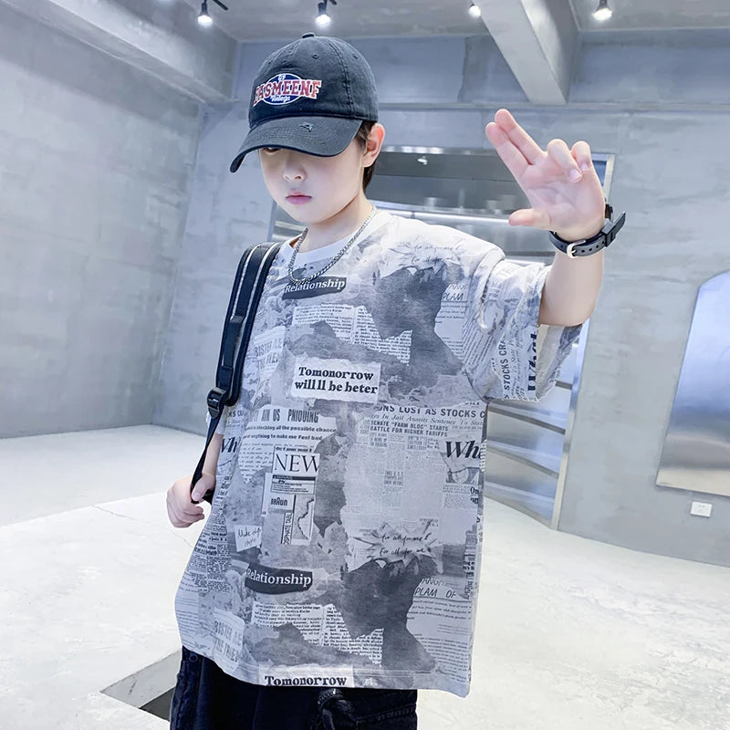 Newspaper Print T.Shirt
