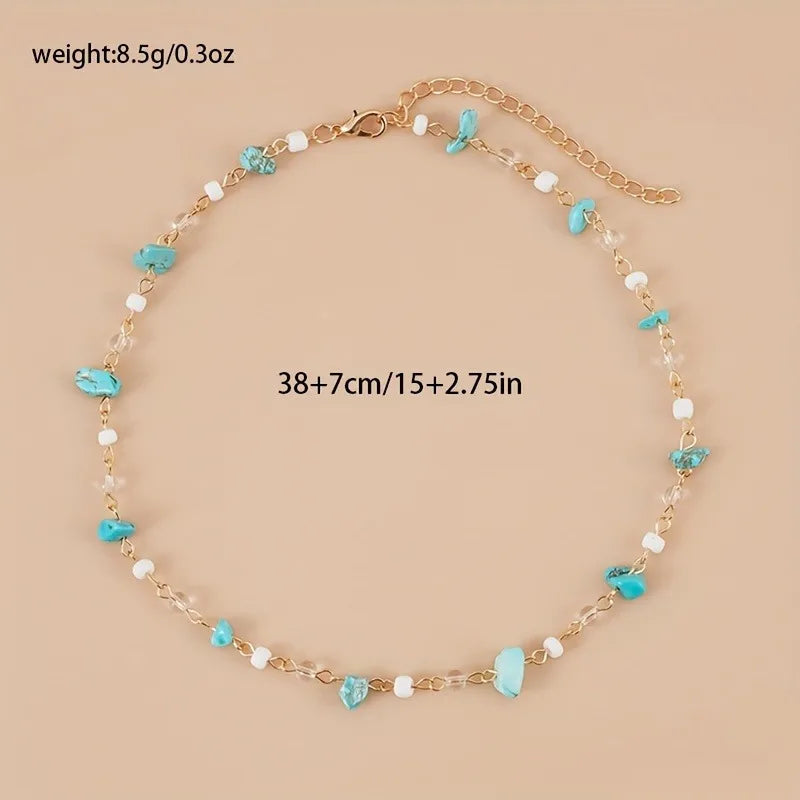 Rice Bead Crushed Stone Necklace