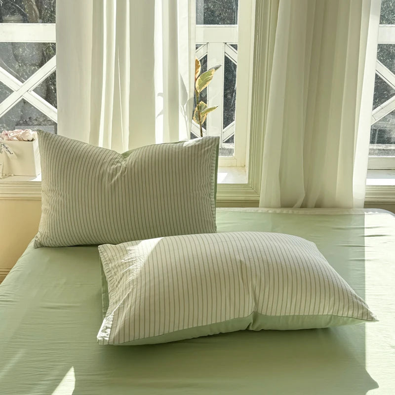 Green Striped Duvet Set
