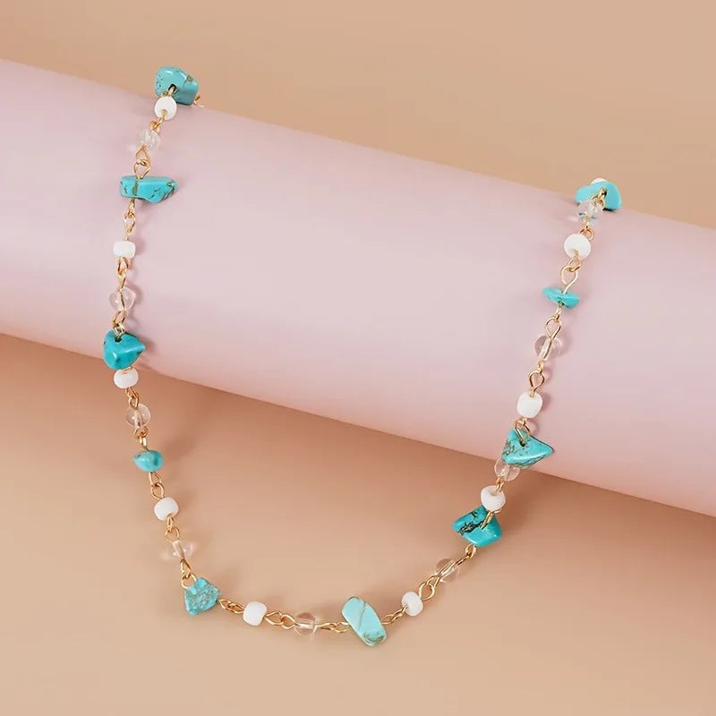 Rice Bead Crushed Stone Necklace