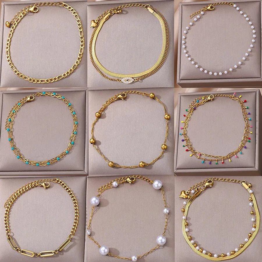Waterproof Stainless Steel Anklets