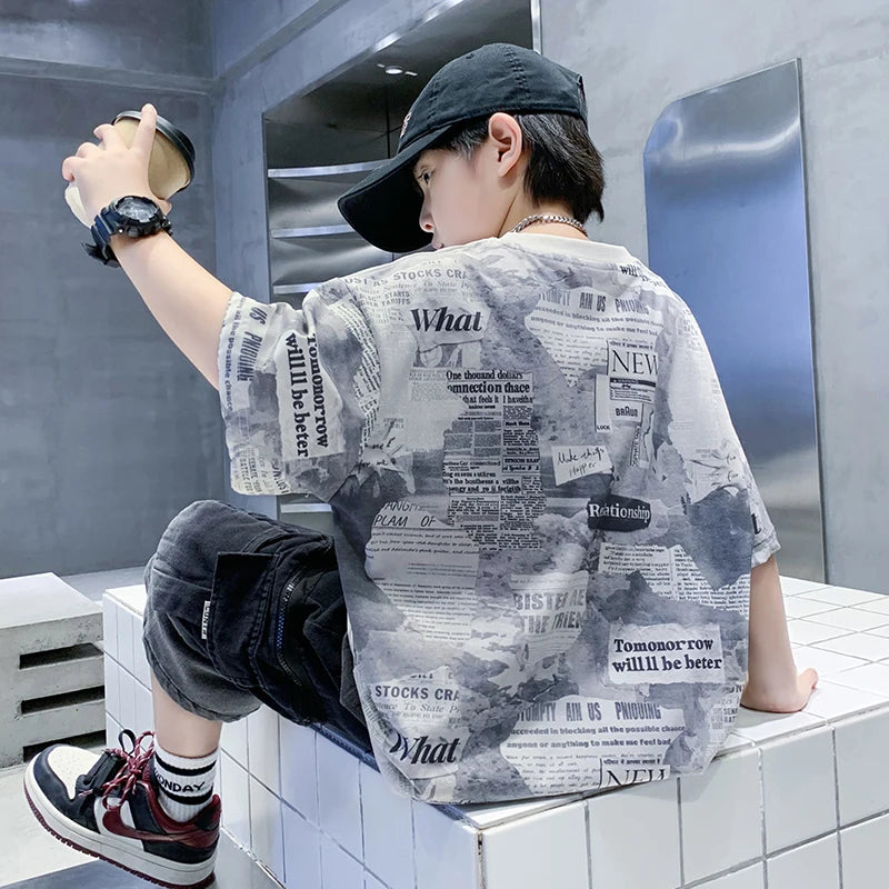 Newspaper Print T.Shirt