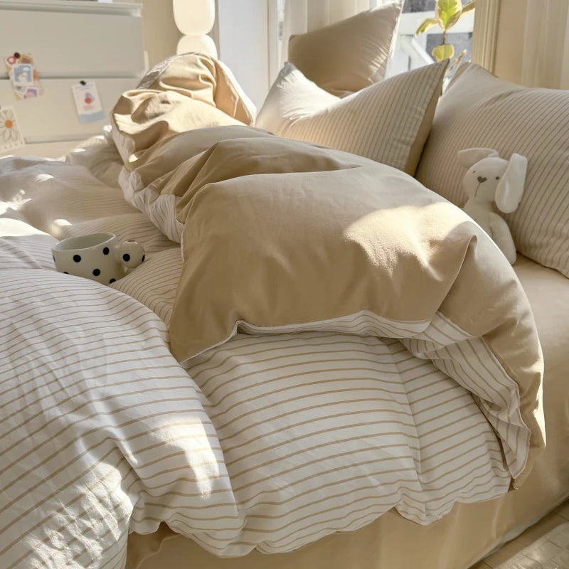 Green Striped Duvet Set