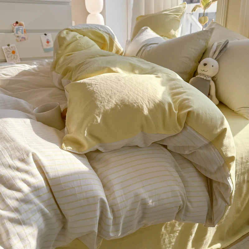 Green Striped Duvet Set