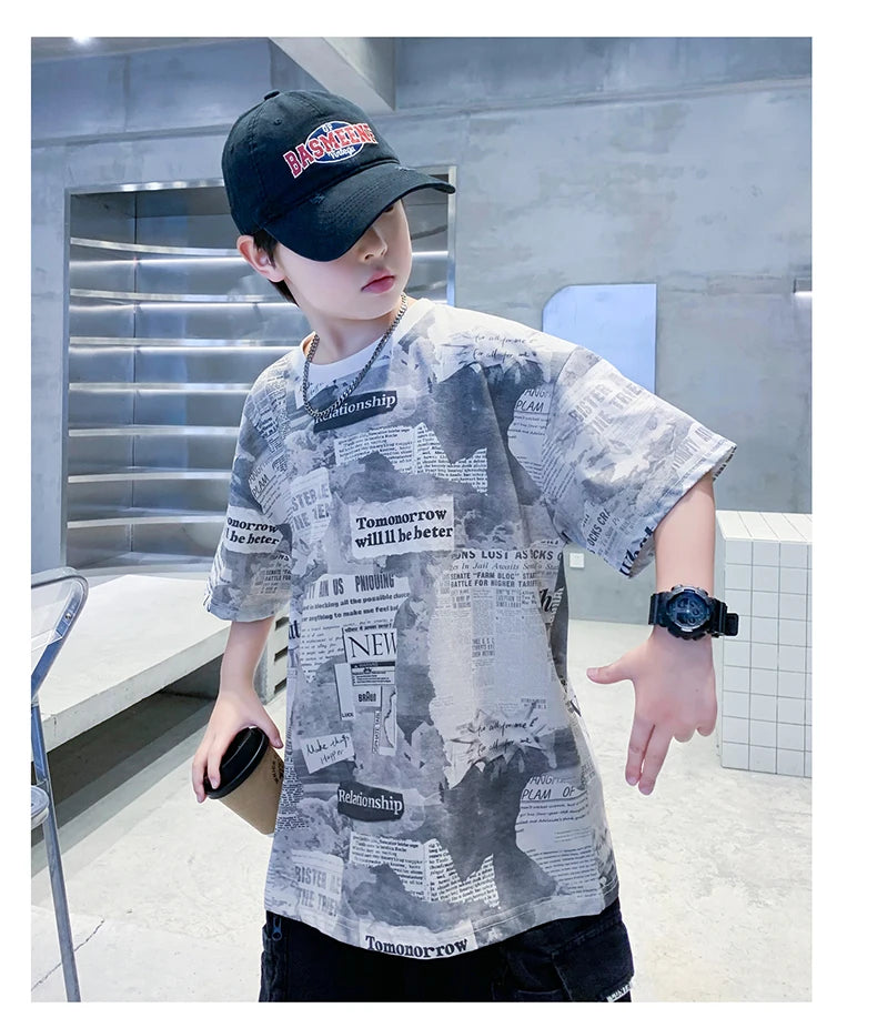 Newspaper Print T.Shirt