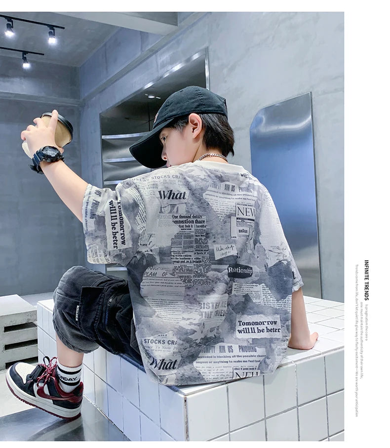 Newspaper Print T.Shirt
