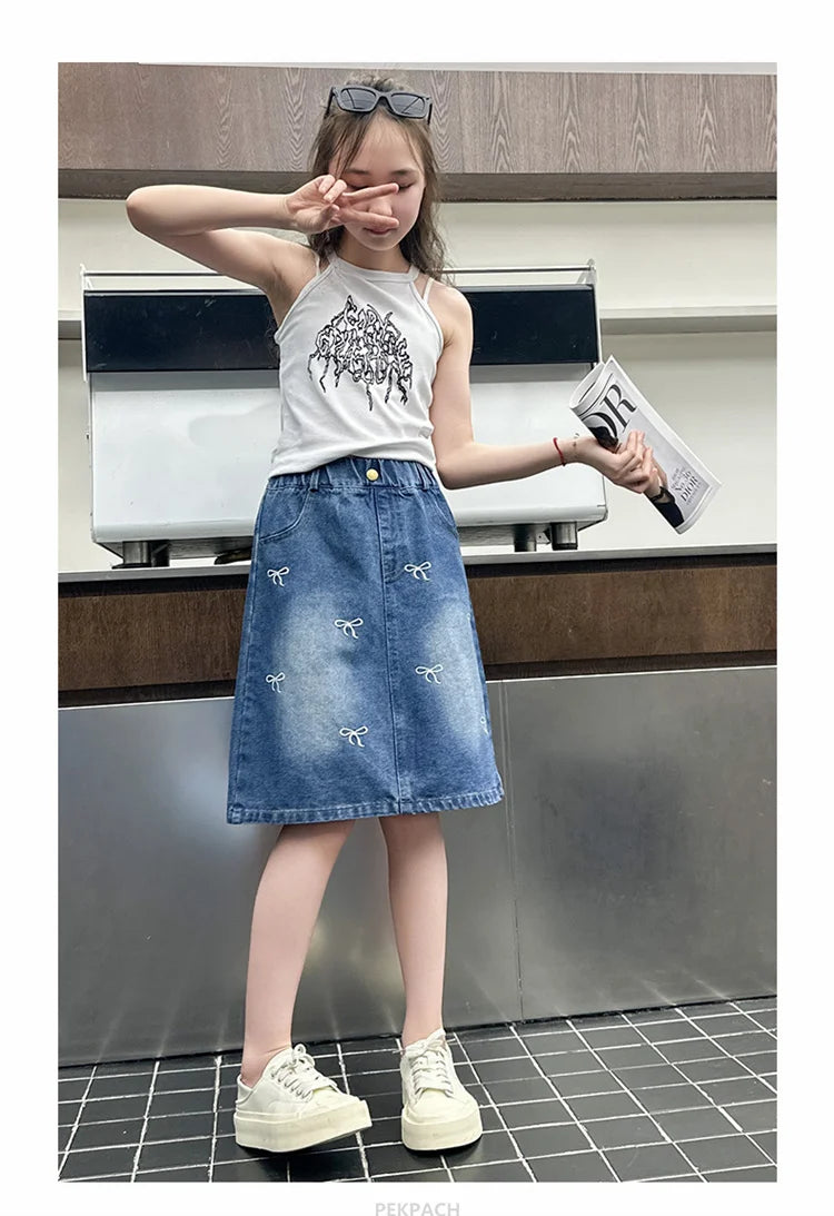 Denim Bow Skirt