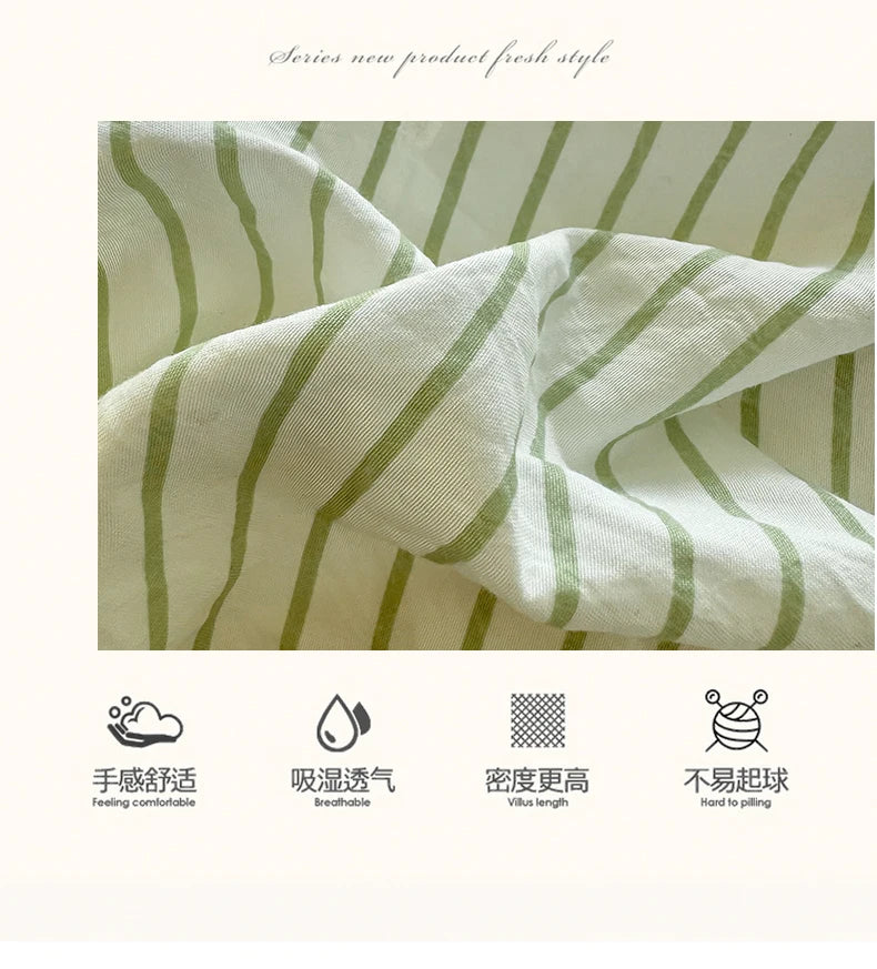 Green Striped Duvet Set