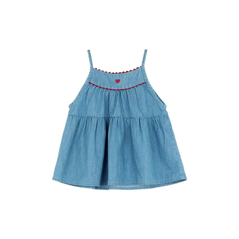 Denim and Red Stitch Dress