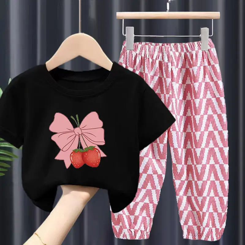 Cute Strawberry Bow Set