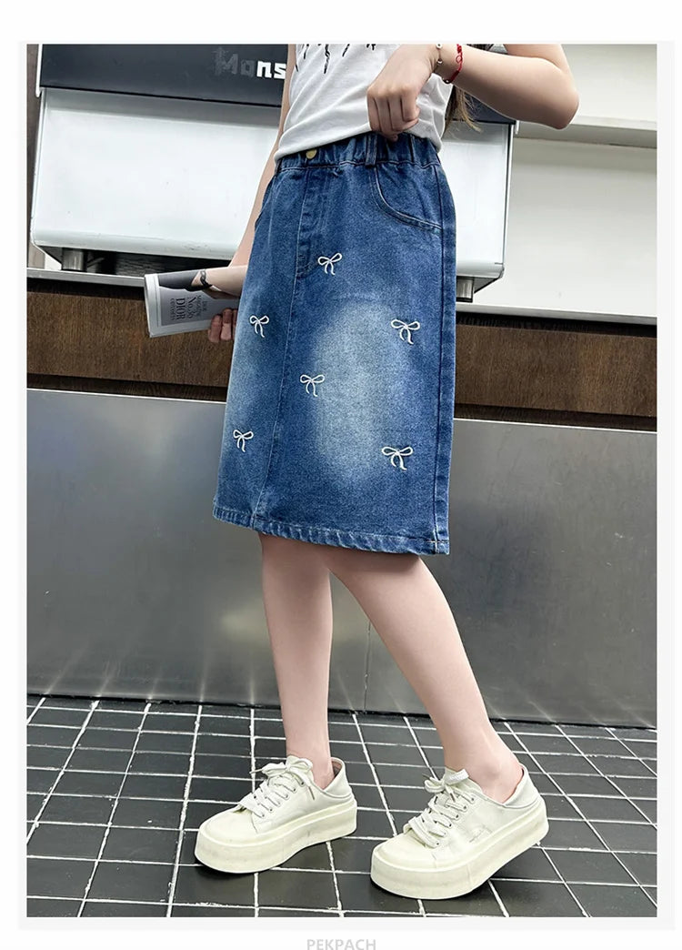 Denim Bow Skirt