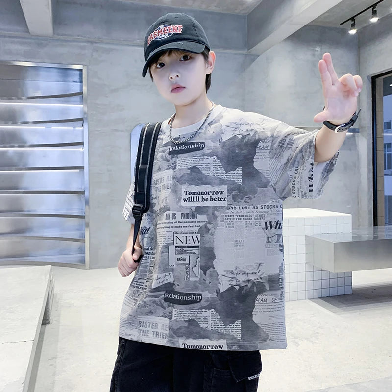 Newspaper Print T.Shirt