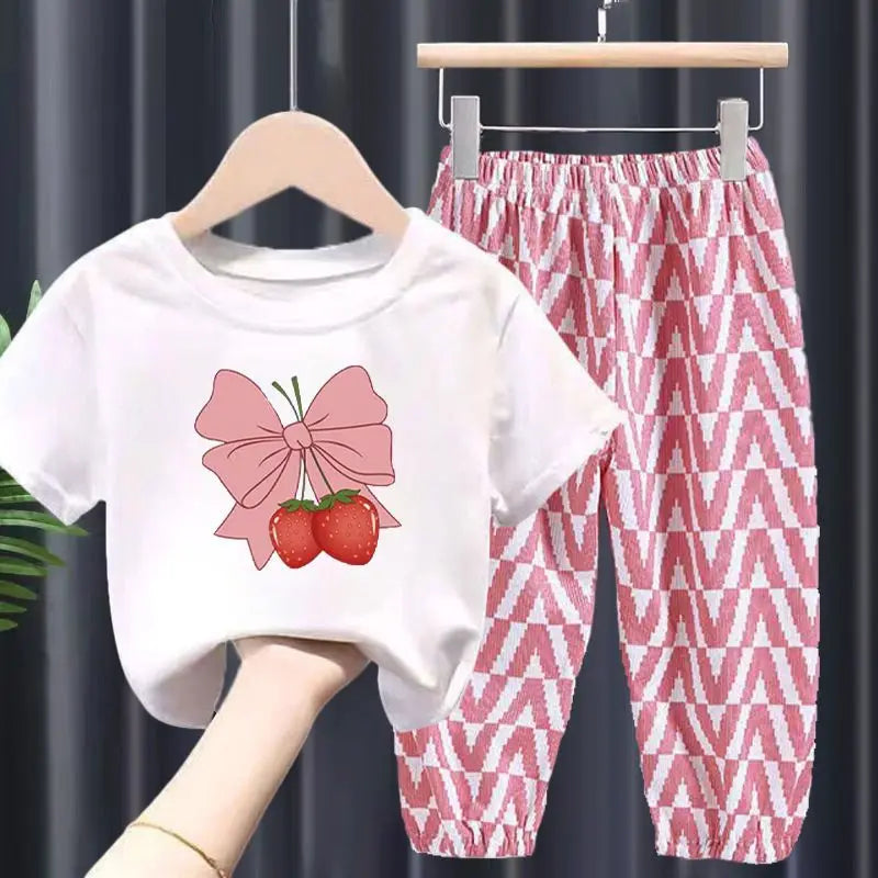Cute Strawberry Bow Set