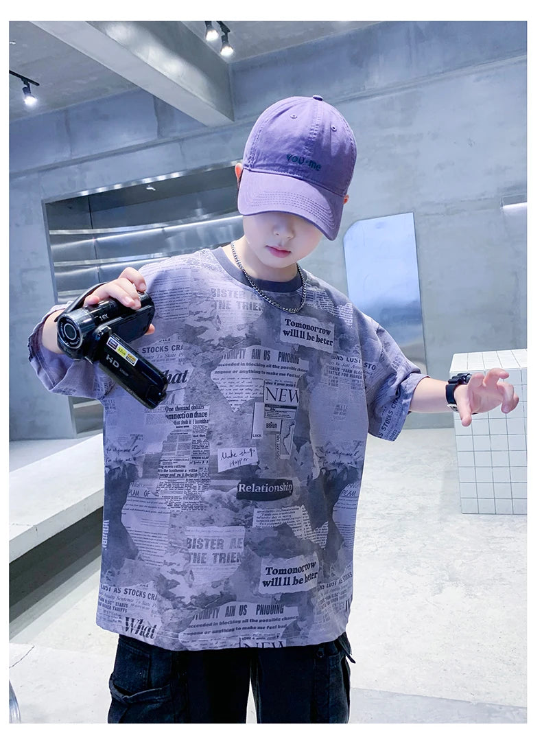 Newspaper Print T.Shirt