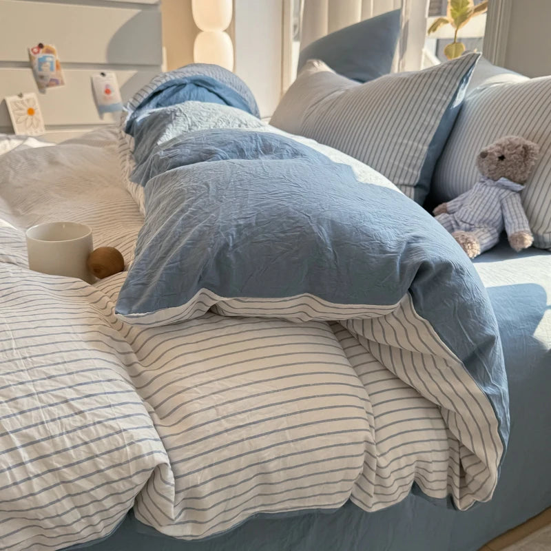 Green Striped Duvet Set