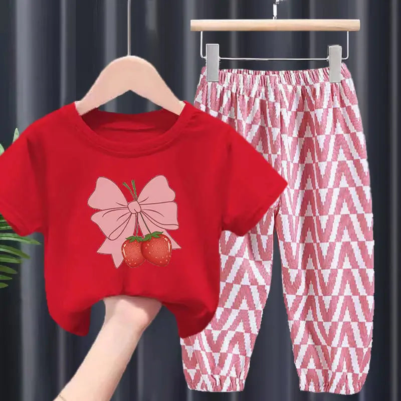Cute Strawberry Bow Set