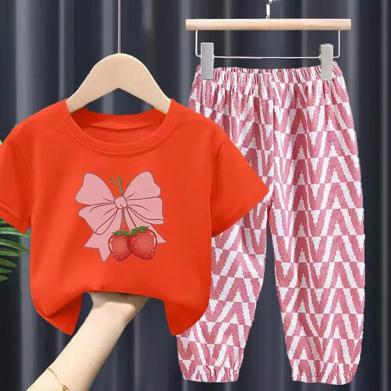Cute Strawberry Bow Set