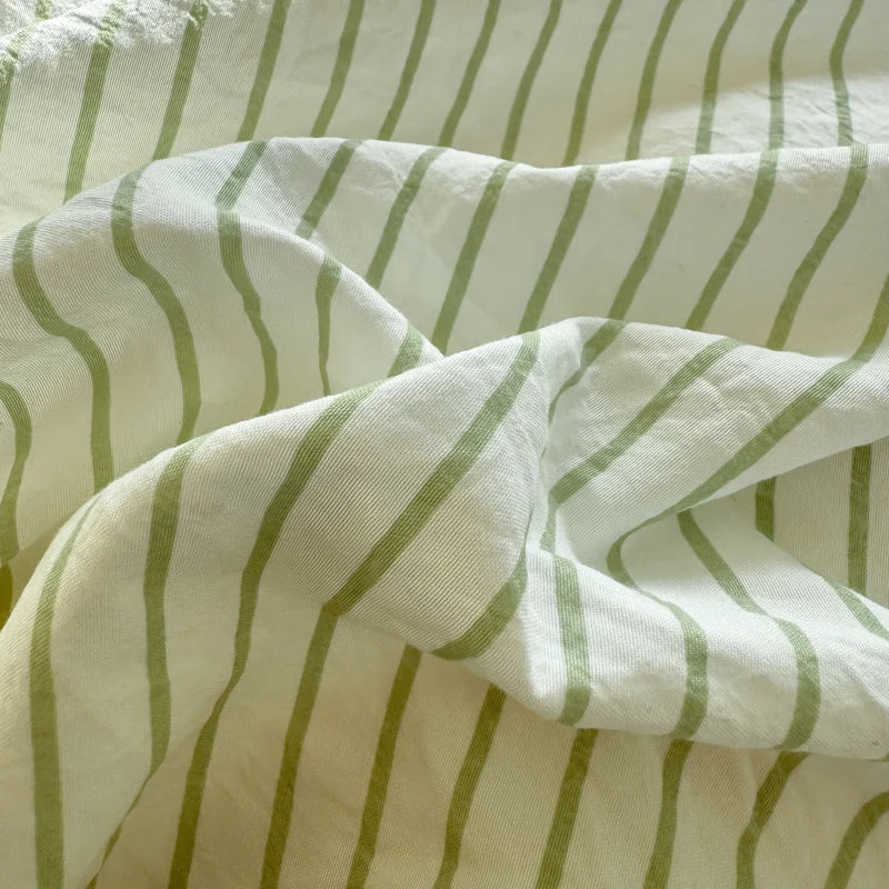 Green Striped Duvet Set